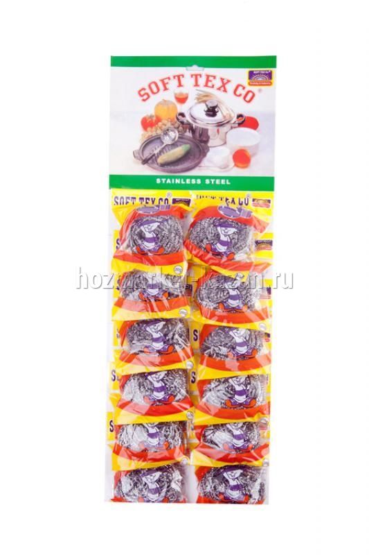 Мочалка металлическая Soft Texco, 12 шт