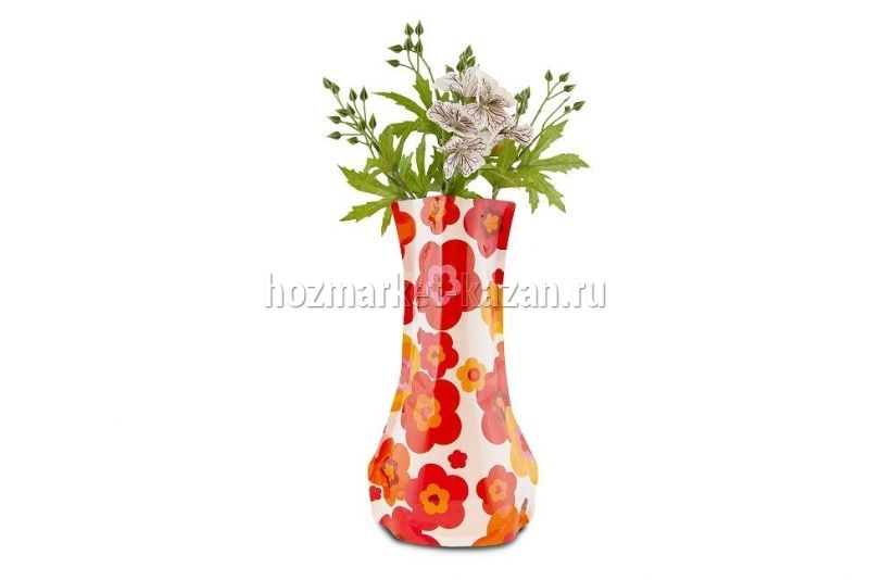 Ваза пластиковая, цвет: красный, 27 х 18 см