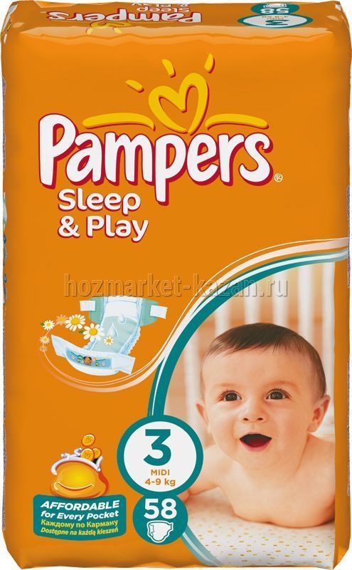 Подгузники Pampers Sleep&amp;Play Midi 3 (4-9 кг) 58 шт