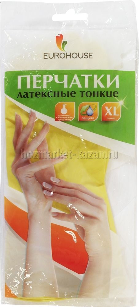 Перчатки латексные хозяйственные EuroHouse XD58-99