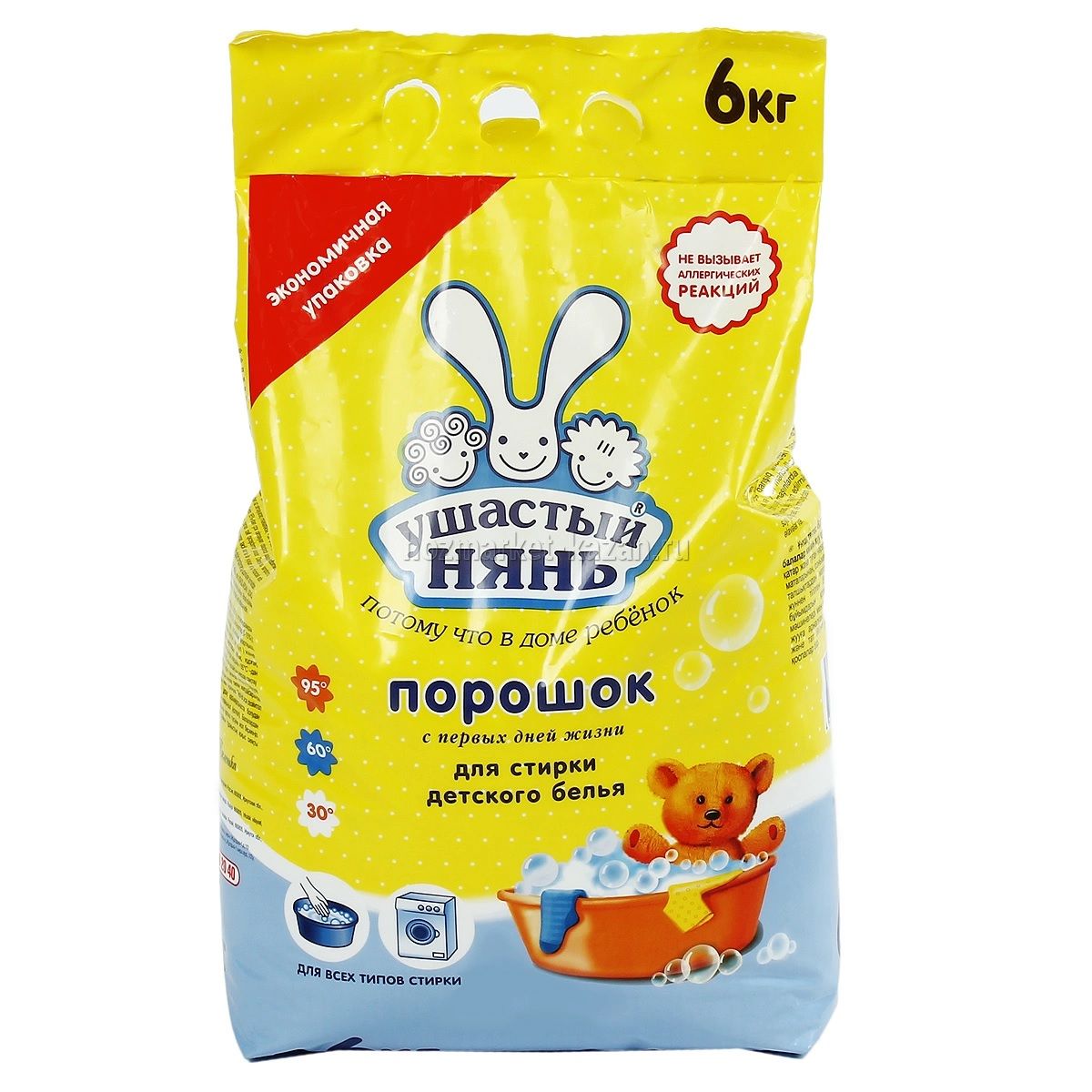 Ушастый нянь Стиральный порошок для детского белья, 6 кг
