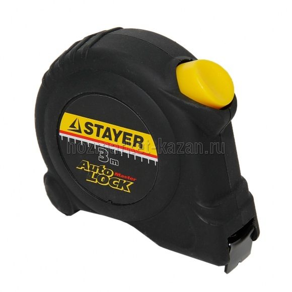 Рулетка STAYER AUTOLOCK, обрезиненный корпус, 3м х 16мм 2-34126-03-16