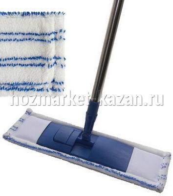 Швабра плоская(насадка бело-синяя микрофибра прямоугольная)