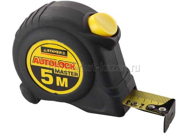 Рулетка STAYER AUTOLOCK, обрезиненный корпус, 5м х 25мм 2-34126-05-25_z01