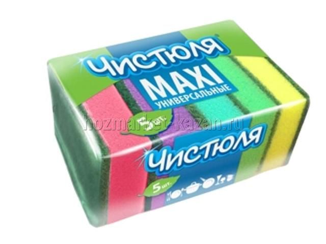 Губка для мытья посуды «Maxi» Чистюля, 5 шт