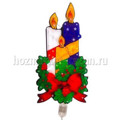 Панно с диодами 20LED 44*23см Новогодние свечи
