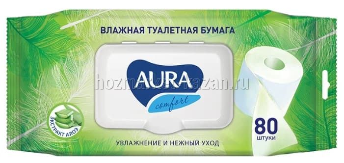 Туалетная бумага влажная Аура 80 штук ультра комфорт