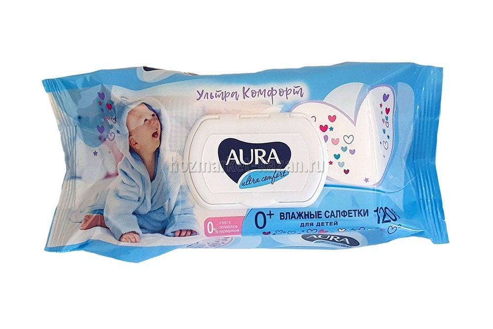 Влажные салфетки детские Aura, 120 шт