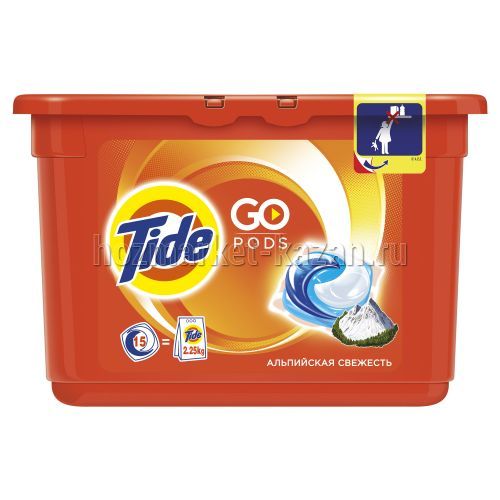 Гель для стирки в капсулах Tide «Альпийская свежесть», 15 шт по 24,8 г