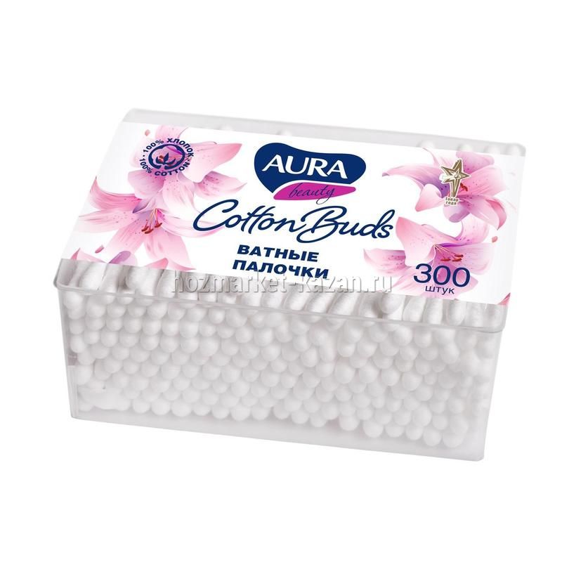Ватные палочки Aura 300 шт, в стакане