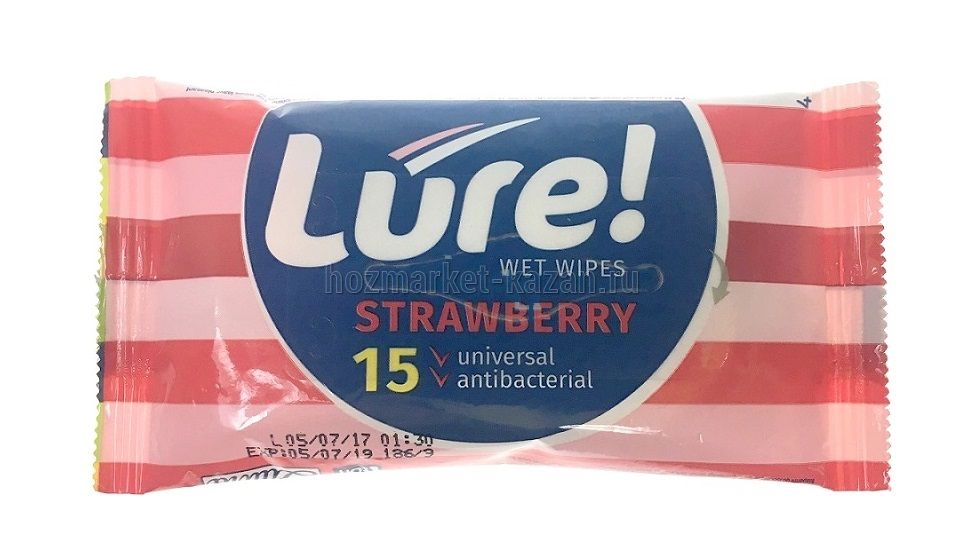 Lure Влажные салфетки с антибактериальным эффектом Pocket-Pack, 15 шт
