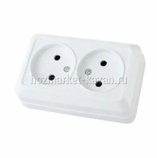 Розетка двойная 2П открытой установки IP20 10A, TDM 1801-0017