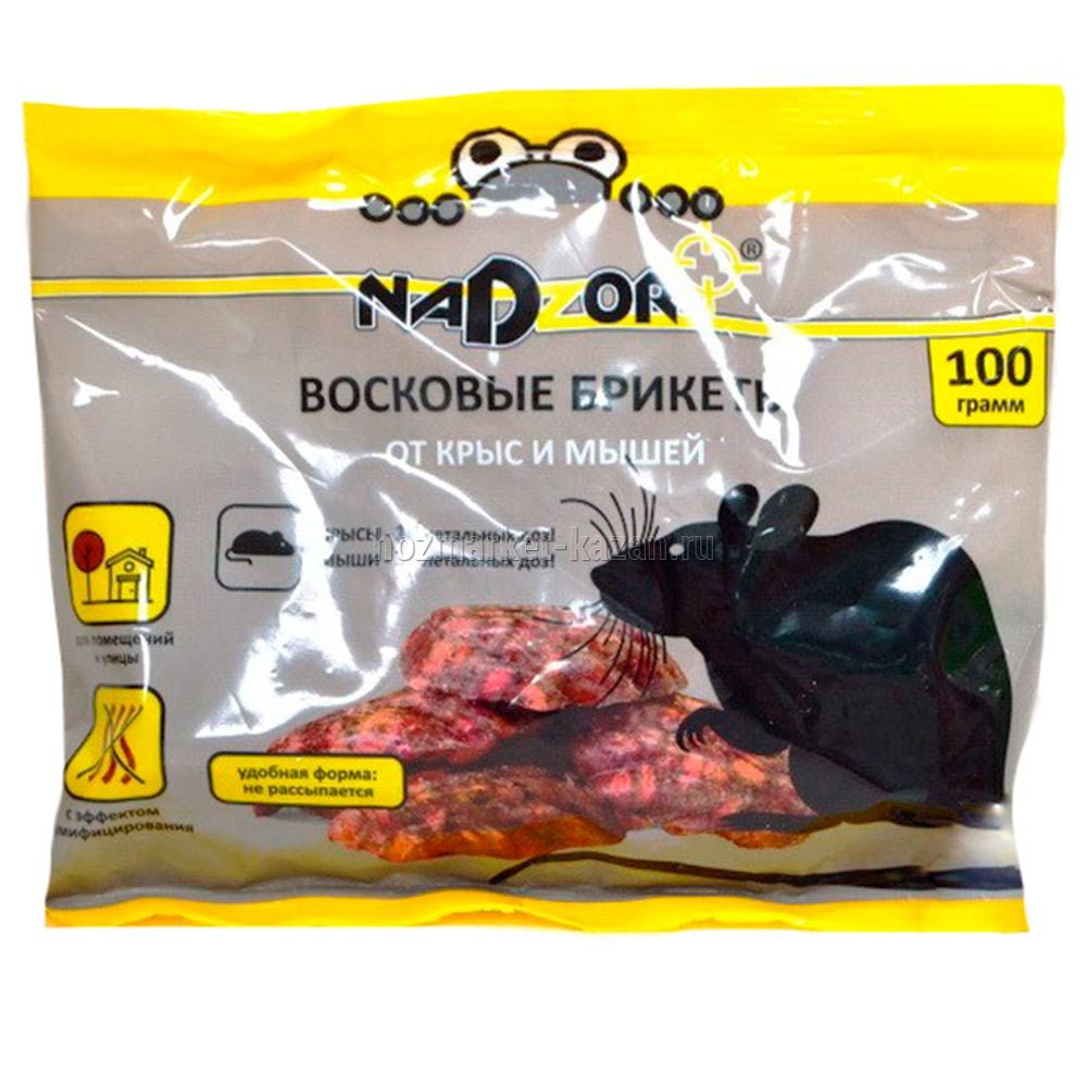 Восковые брикеты от крыс и мышей 100 г, Nadzor