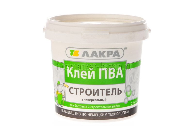 Клей ПВА Строитель универсальный, Лакра 0,9 кг