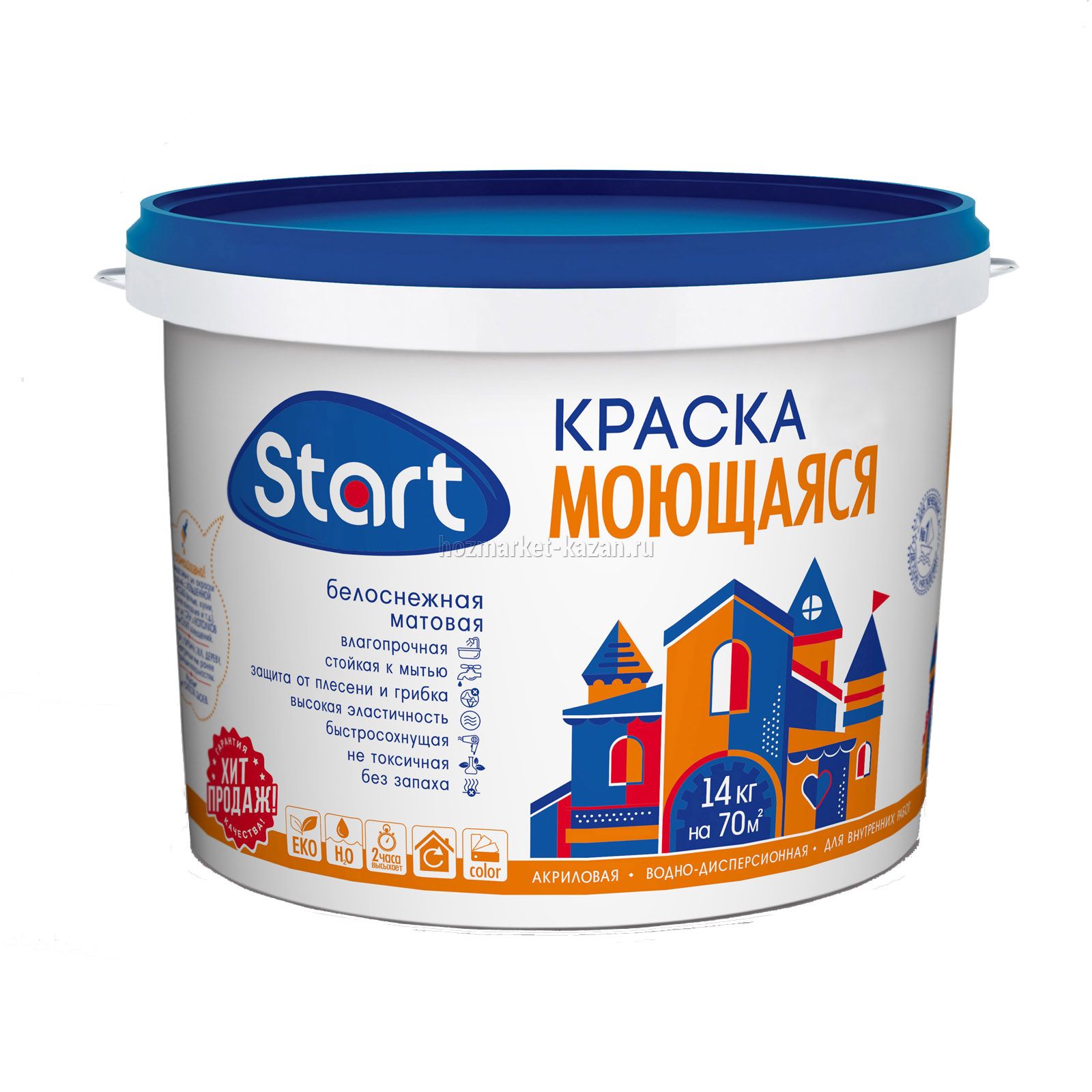 Краска моющаяся белоснежная 3 кг, START