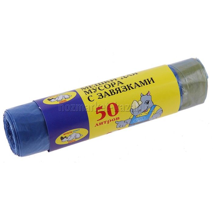 Мешки для мусора с завязкой 50 л 10 шт, МультиПласт