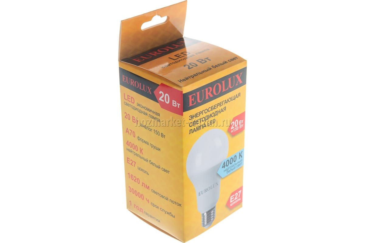 Лампа светодиодная 20W E27 Eurolux (груша)