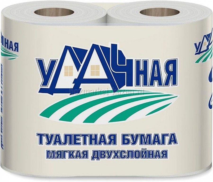 Туалетная бумага Удачная 2-хуслойная, 4 шт