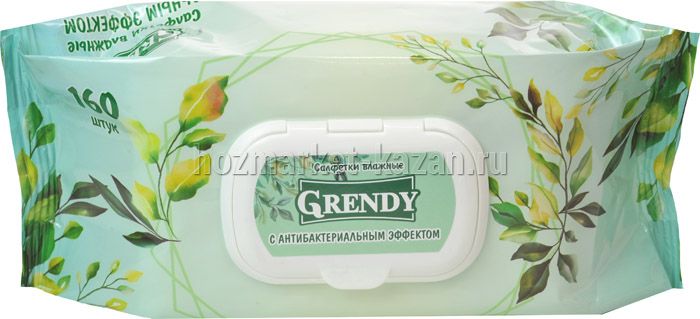 Салфетки влажные GRENDY антибактериальные, 160 шт