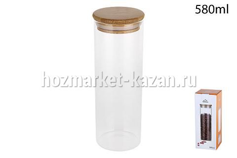 Банка для сыпучих продуктов с бамб.крышкой 580мл