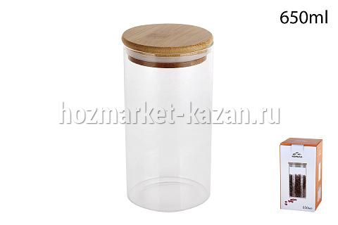 Банка для сыпучих продуктов с бамб.крышкой 650мл