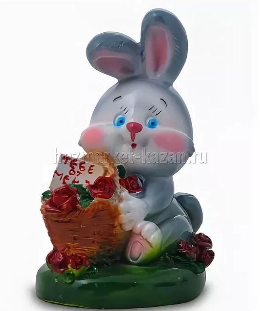 Копилка КРОЛИК С КОРЗИНОЙ РОЗ