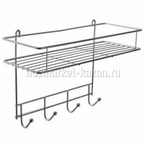 Полка в ванную 4 крючка