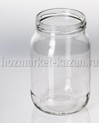 Стеклянная банка 1 л, с резьбой, диаметр 82 мм, круглая