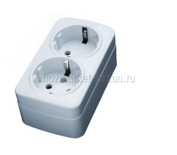 Розетка 2ая 16А, 220В с/з белая