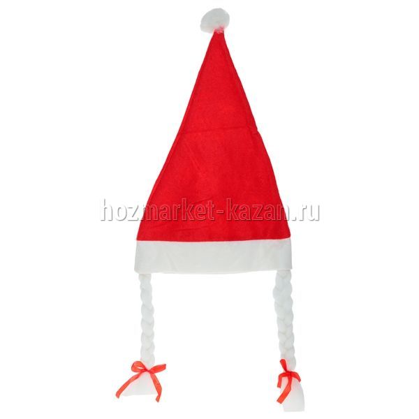 Колпак новогодний с косичками