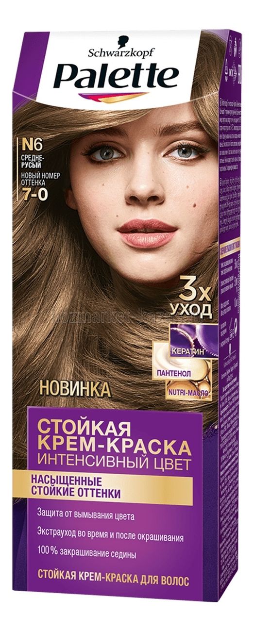 Краска для волос «Palette» N6, Средне - русый