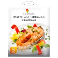 Пакет для запекания 5 шт с клипсами, EuroHouse 4914