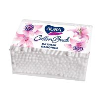 Ватные палочки Aura 300 шт, в стакане