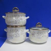 Набор эмалированных кастрюль «Золотые завитки» 3; 3,5; 4,5 л, Эмаль 5-338/7 (Фото 1)