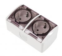 Розетка 2П+3 открытой установки IP54 16А c крышкой белая TDM 1818-0013