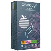 Перчатки смотровые нитриловые BENOVY, 50 пар M-NFTP002W38
