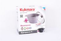 Кастрюля 4 л антипригарным покрытием «Светлый мрамор» Kukmara кмс42а (Фото 1)
