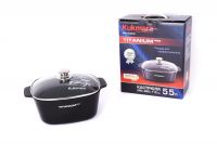 Кастрюля 5,5 л квадратная 26 х 26 см со стеклянной крышкой, АП, линия «Titanium pro» (Фото 2)