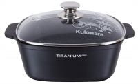 Кастрюля 5,5 л квадратная 26 х 26 см со стеклянной крышкой, АП, линия «Titanium pro»