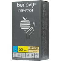 Перчатки латексные смотровые Benovy M/L/XL 50 пар (Фото 1)