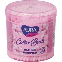 Ватные палочки Aura 200 шт в стакане
