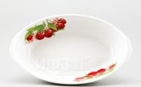Лоток 1200мл овальный Вишня фарфор