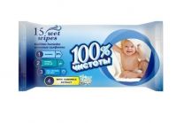 Салфетки влажные 100% ЧИСТОТЫ 15шт
