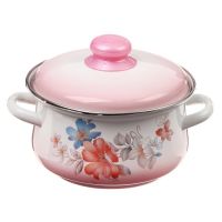 Кастрюля эмалированное 2 л с крышкой, с рисунком, Эмаль М1610/6