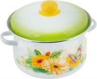 Кастрюля эмалированная 4 л, с крышкой, с рисунком, Эмаль, М1614/6