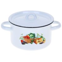 Кастрюля эмалированная 1,5 л, с крышкой, с рисунком, 1с15/с (Фото 2)