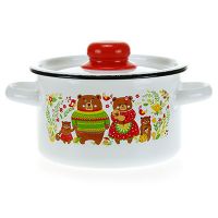Кастрюля эмалированная 1,5 л, с крышкой, с рисунком, 1с15/с (Фото 3)