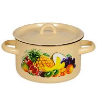 Кастрюля эмалированная 1,5 л, с крышкой, с рисунком, 1с15/с